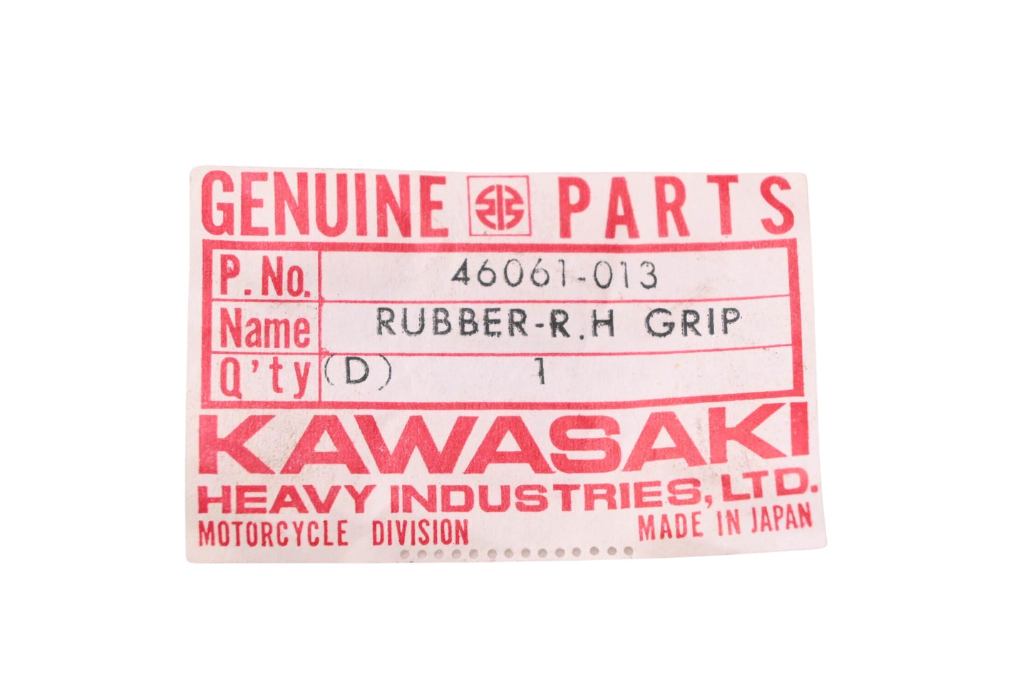 New OEM Kawasaki 46061-013 Right Hand Rubber Throttle Grip NOS