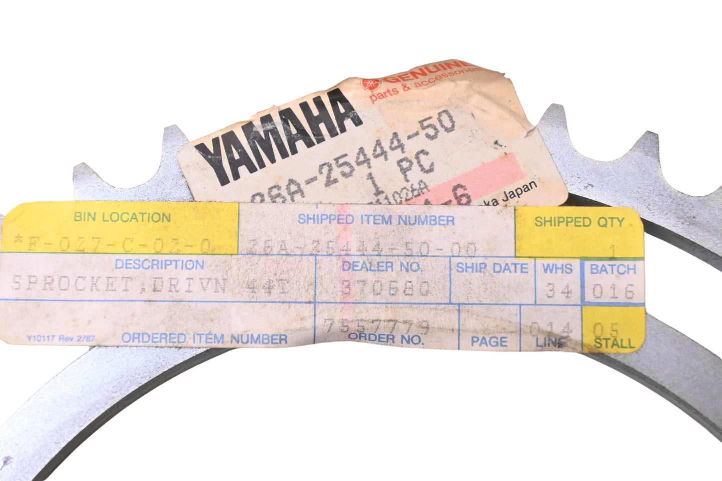 New OEM Yamaha 26A-25444-50-00 Driven Sprocket 44T NOS