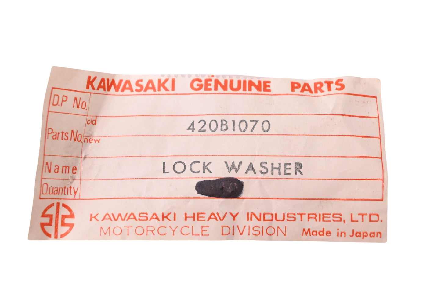 New OEM Kawasaki 420B1070 10MM Lock Washer NOS