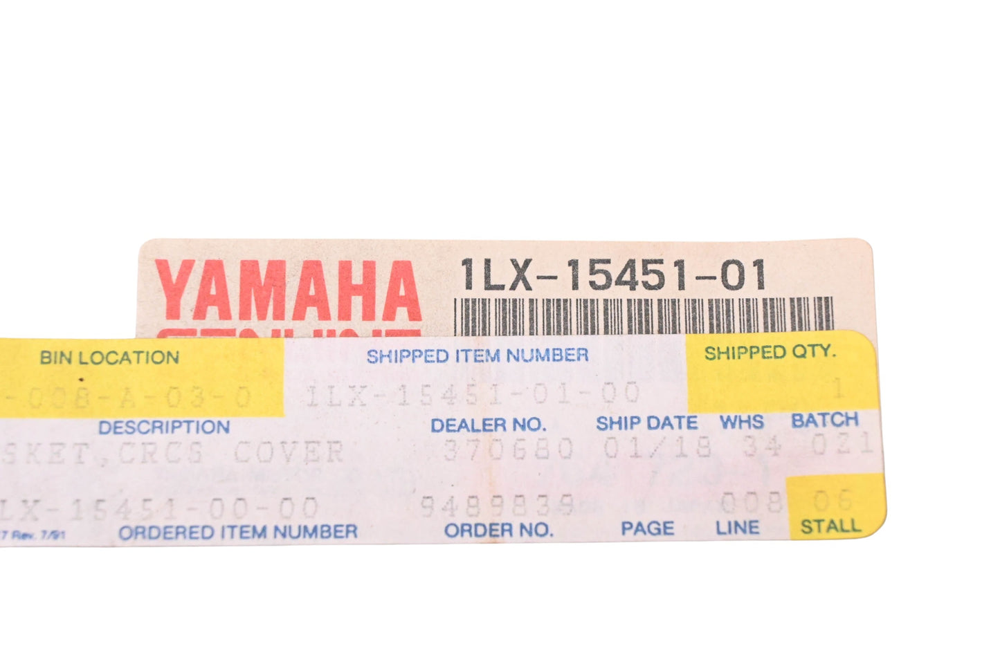 New OEM Yamaha 1LX-15451-01-00 Crankcase Cover Gasket NOS