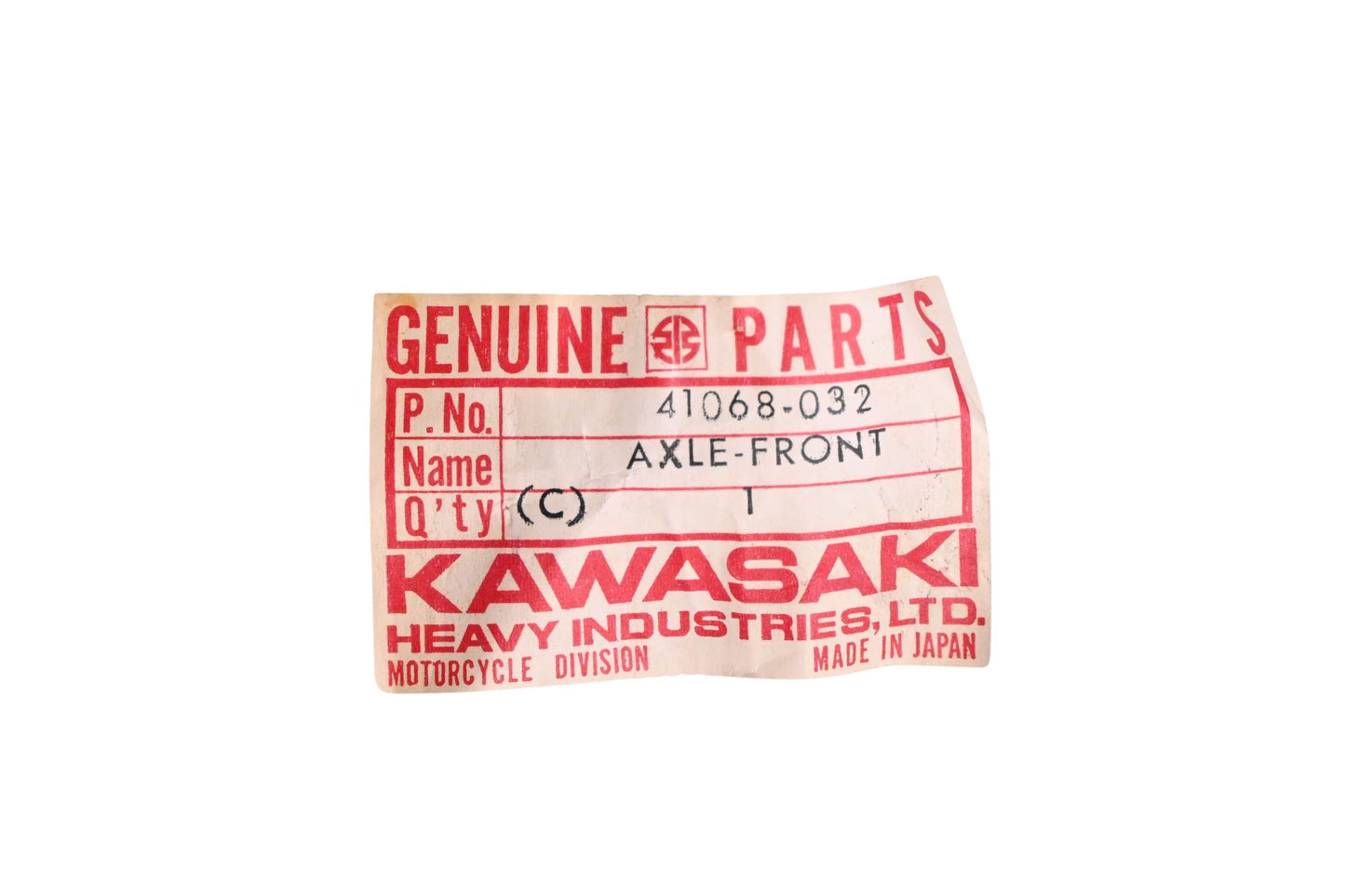 New OEM Kawasaki 41068-032 Front Axle NOS
