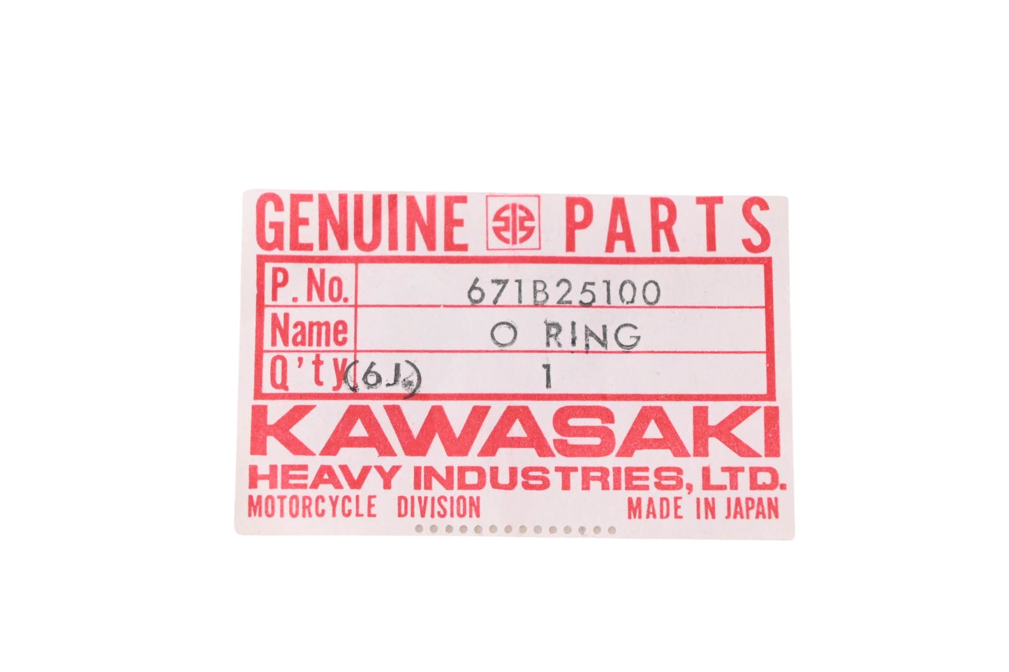 New OEM Kawasaki 671B25100 Air Cleaner O-Ring NOS