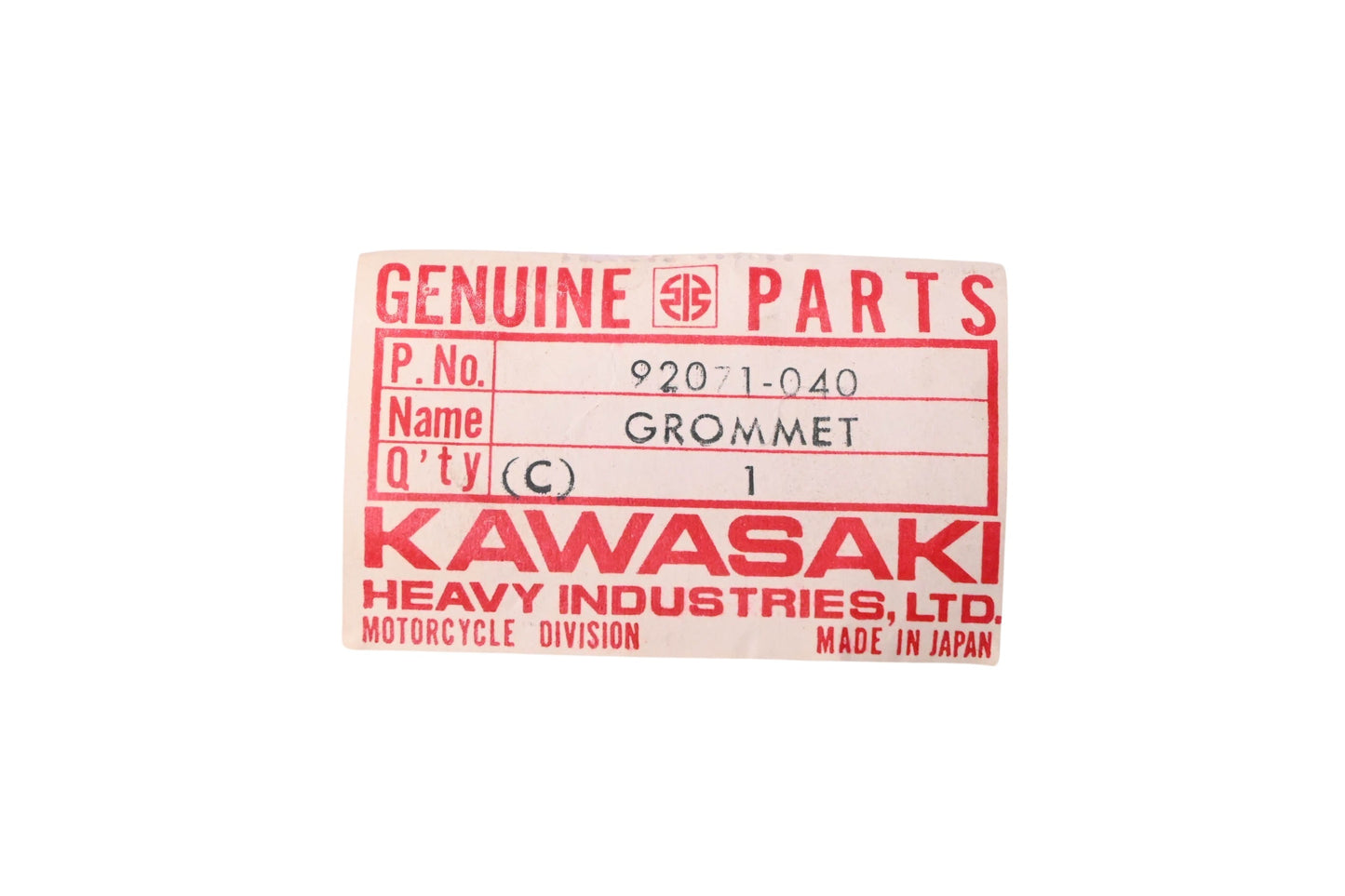 New OEM Kawasaki 92071-040 Tension Cord Grommet NOS