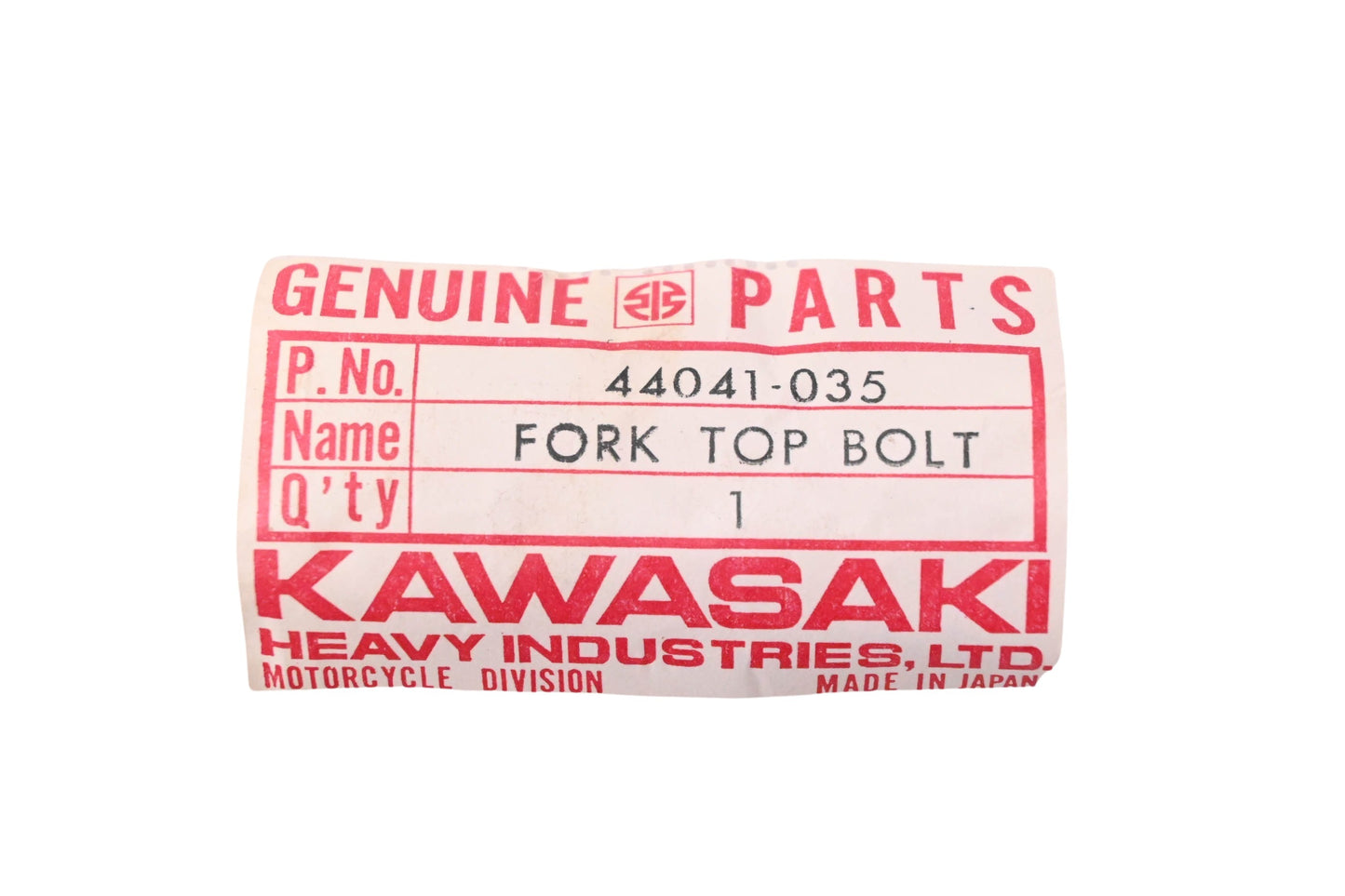 New OEM Kawasaki 44041-035 Fork Top Bolt NOS