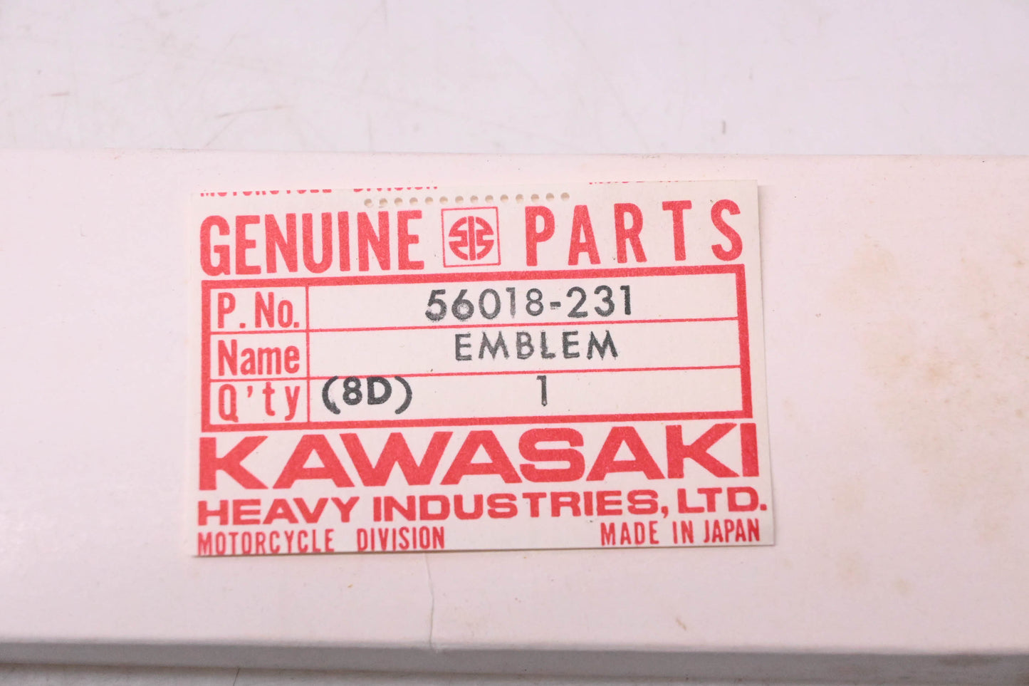 New OEM Kawasaki 56018-231 Side Emblem NOS