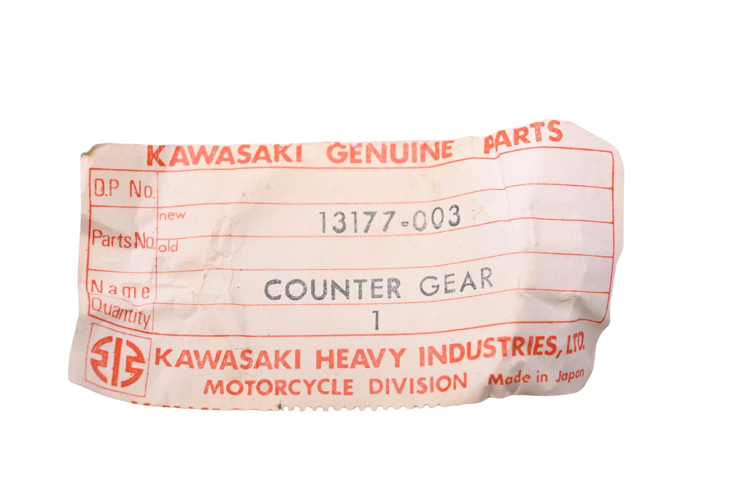 New OEM Kawasaki 13177-003 Transmission Counter Gear NOS