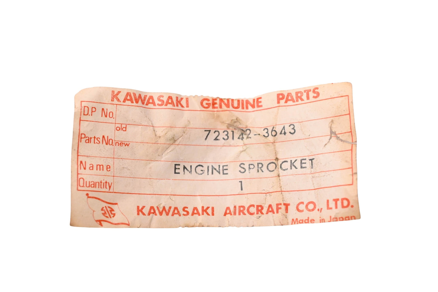 New OEM Kawasaki 723142-3643 Engine Sprocket 16T NOS