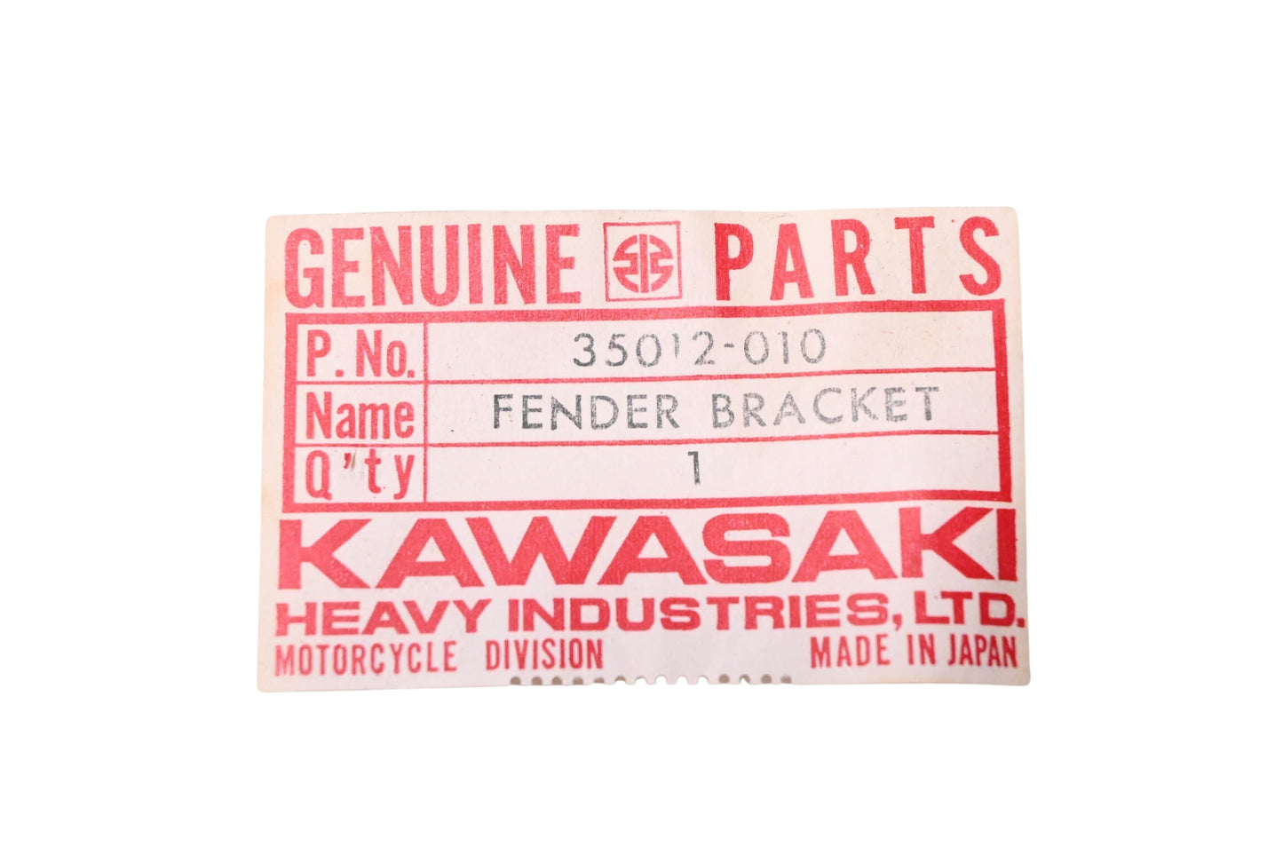 New OEM Kawasaki 35012-010 Front Fender Bracket NOS