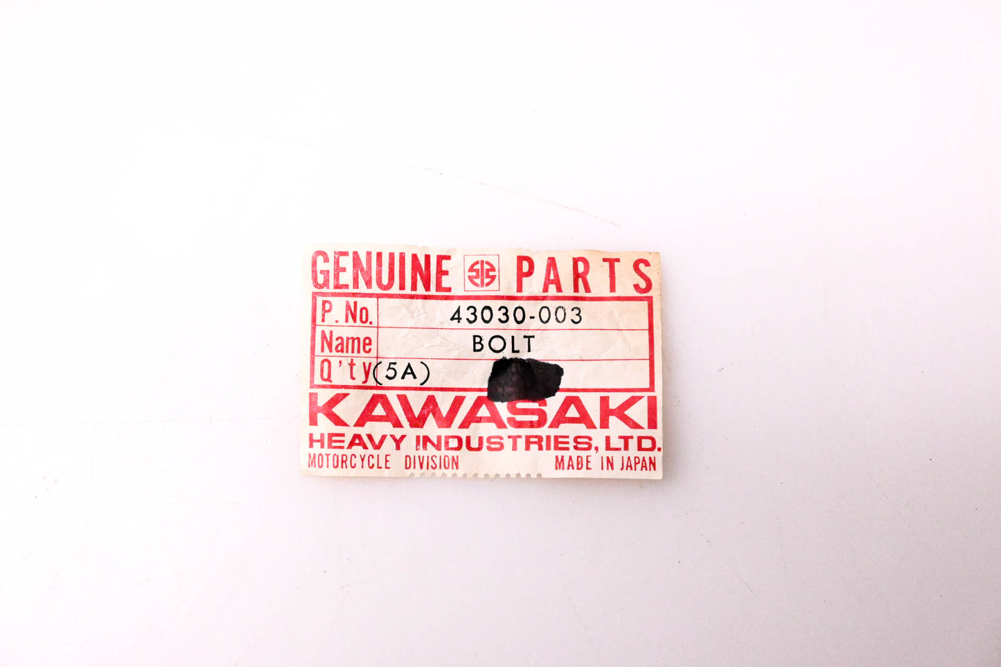 New OEM Kawasaki 43030-003 Adjusting Lever Bolt NOS