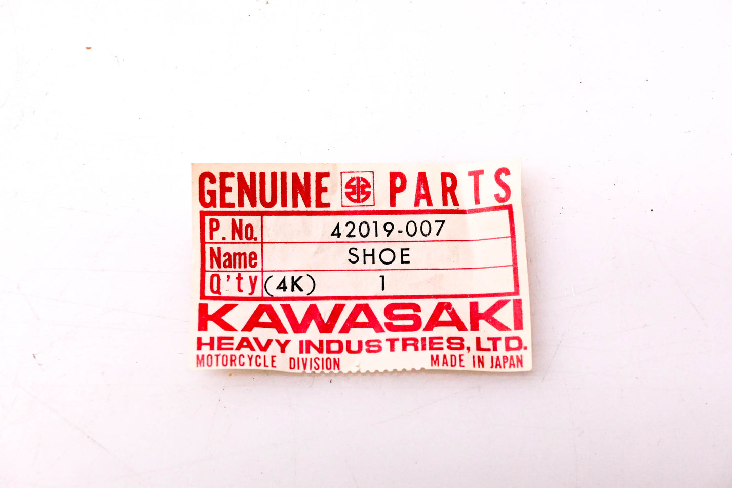 New OEM Kawasaki 42019-007 Rear Brake Shoe NOS