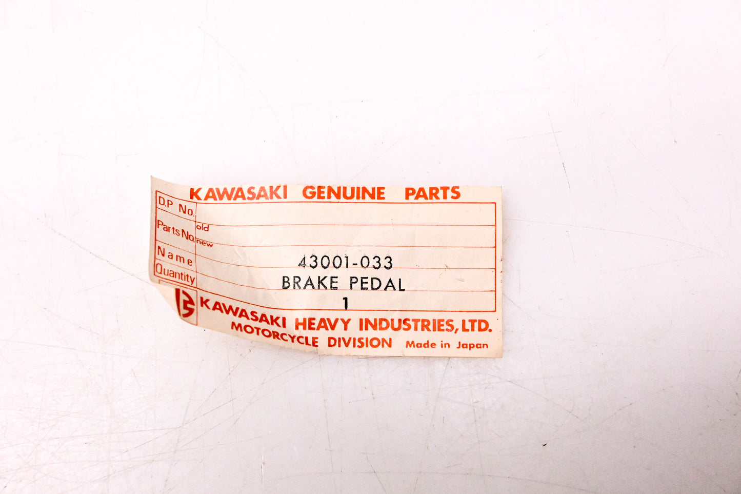 New OEM Kawasaki 43001-033 Brake Pedal NOS