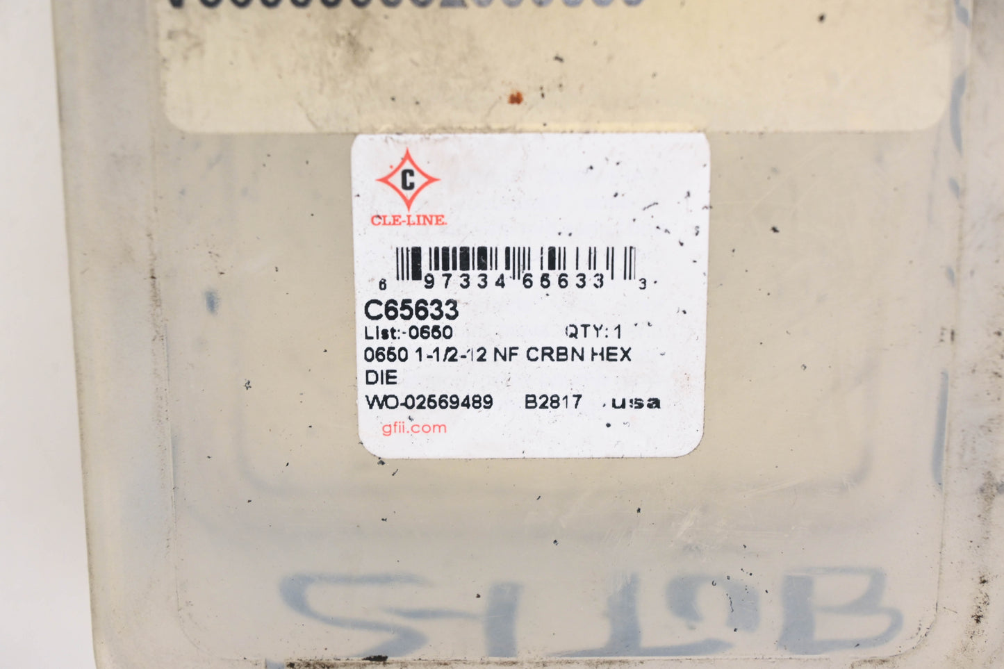 Cle-Line C65633 1-1/2"-12 NF Carbon Steel Hex Die