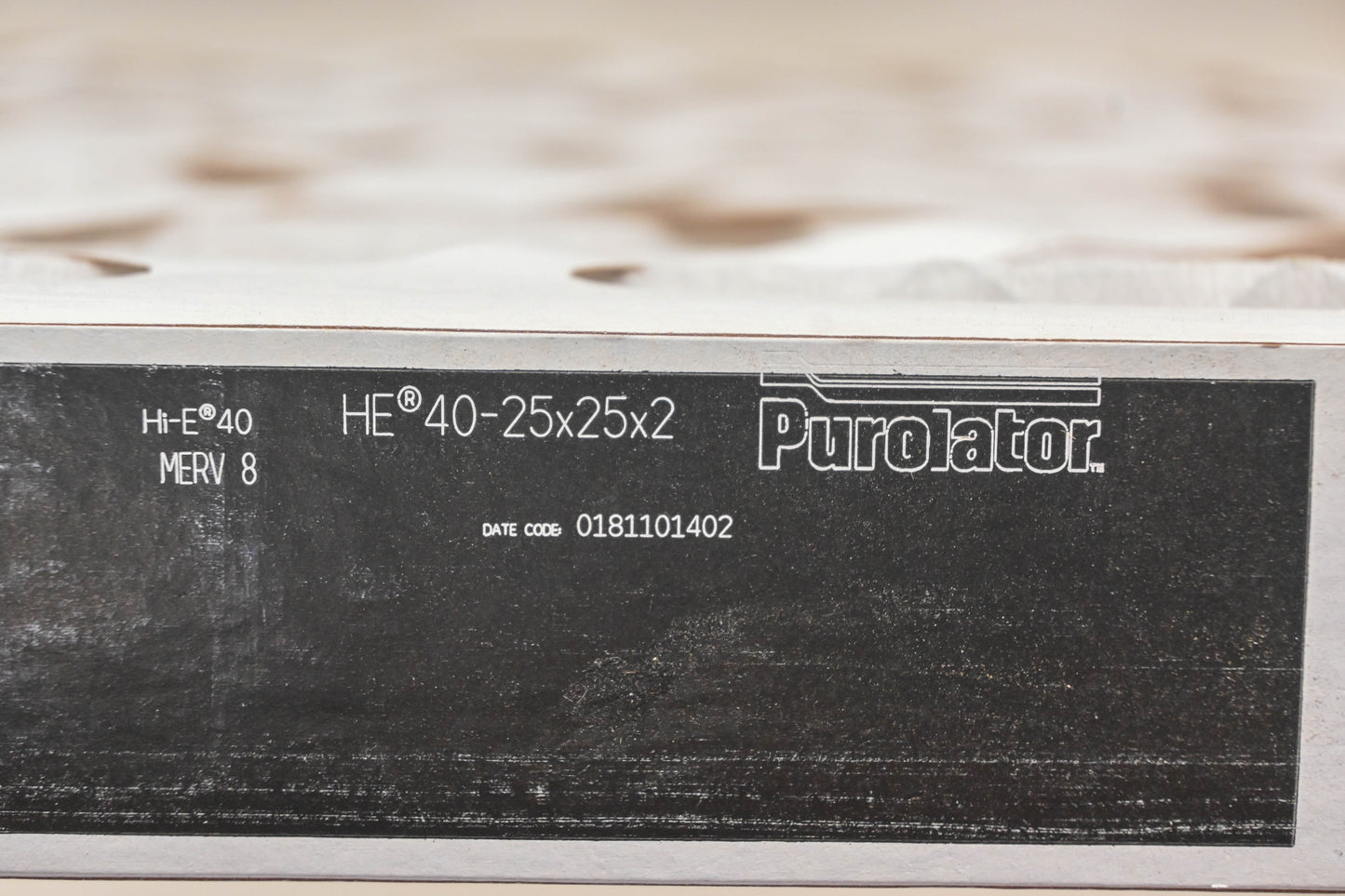 Filtech HE40, HI-E 40 Puralator Air Filter 25"x25"x2" NOS