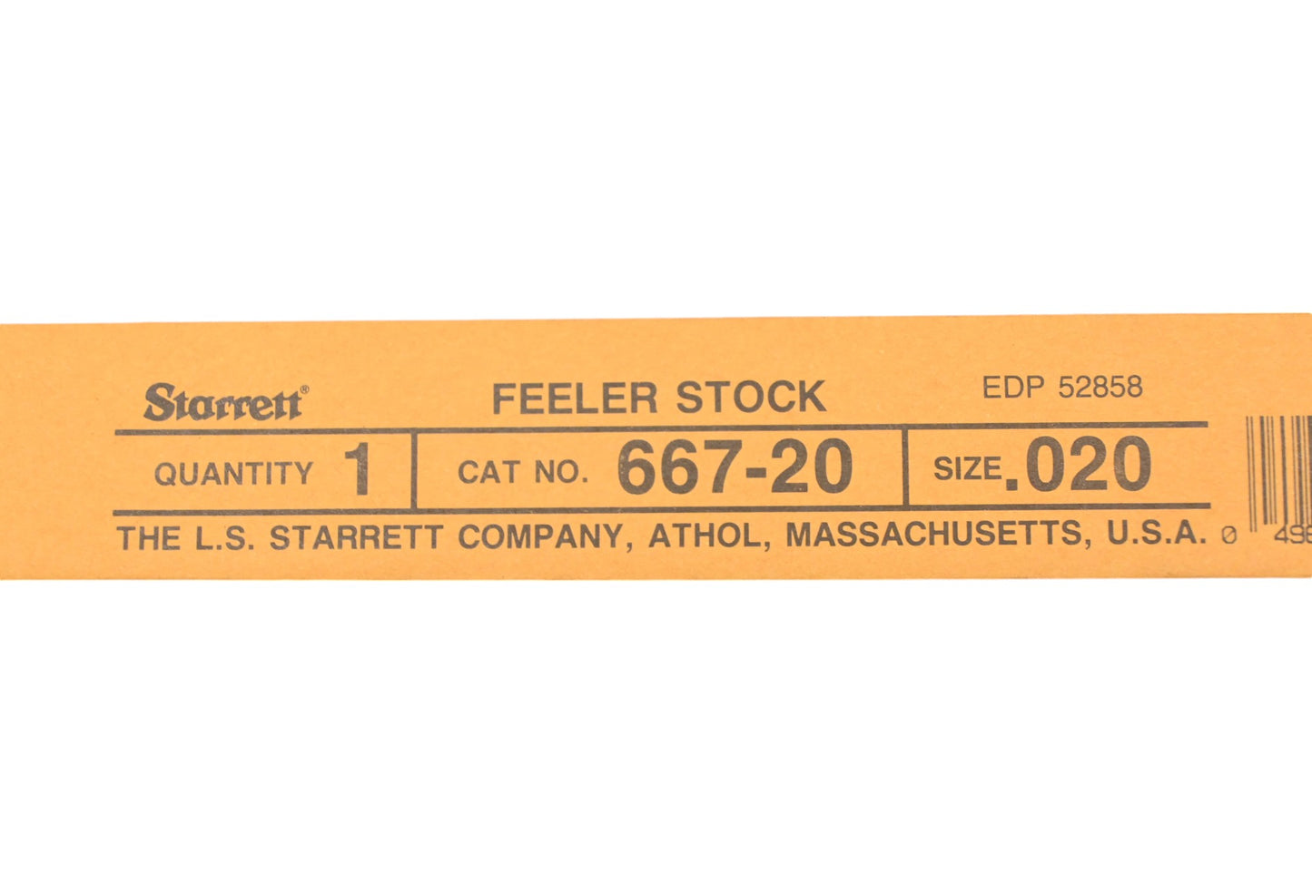 Starrett 667-20 Feeler .020 Gage NOS