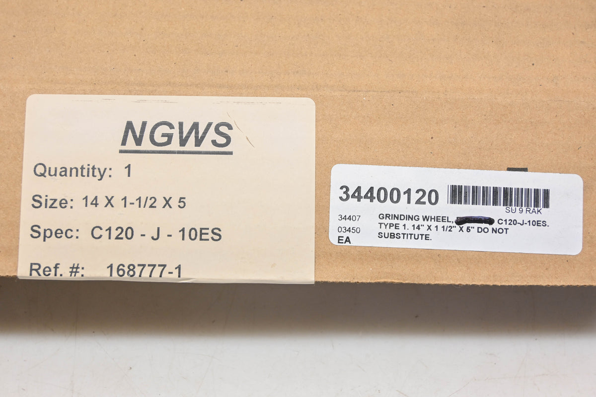 NGWS 168777-1, 34400120 C120-J-10ES Grinding Wheel 14"x1-1/2"x5" NOS