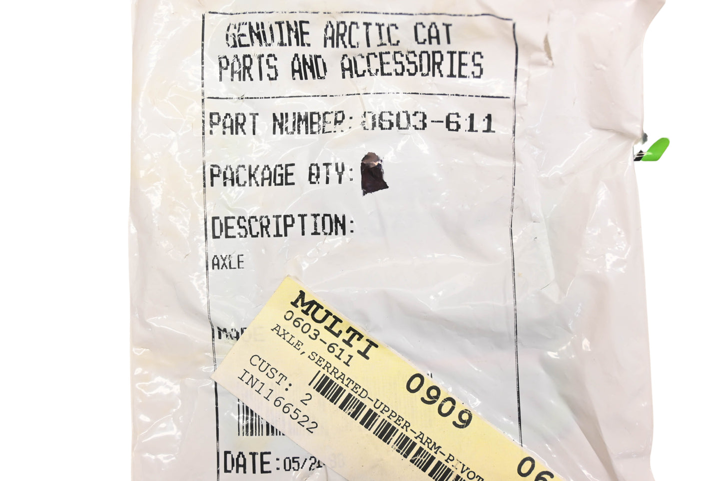 New OEM Arctic Cat 0603-611 Serrated Upper Arm Pivot Axle NOS