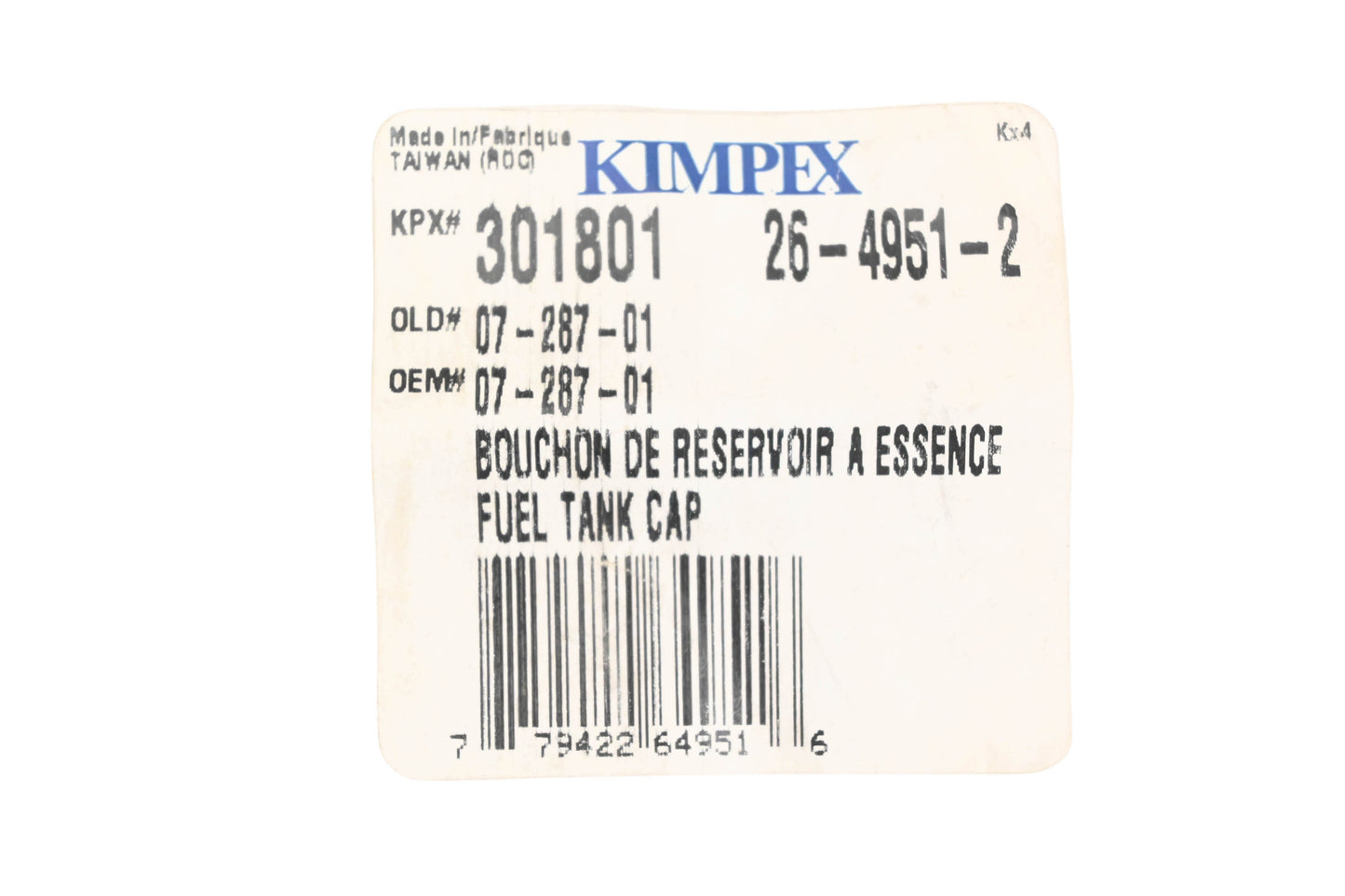Kimpex 301801, 26-4951-2, 07-287-01 Fuel Tank Cap Kit NOS