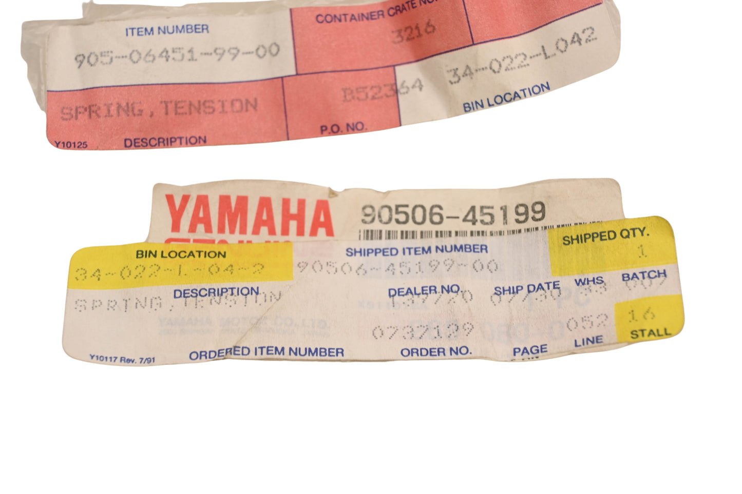 New OEM Yamaha 90506-45199-00, 90506-45199 Tension Spring NOS