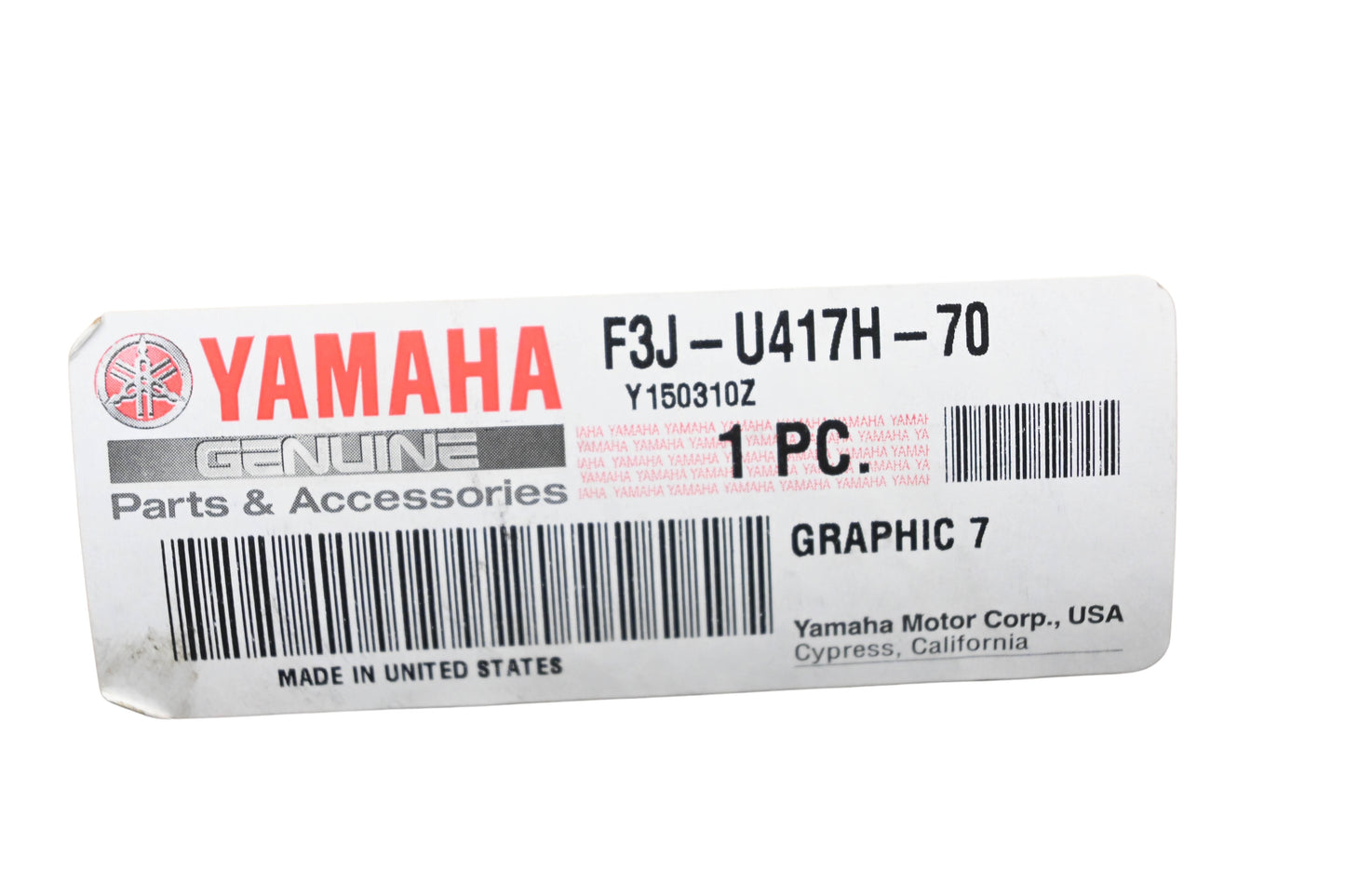 New OEM Yamaha F3J-U417H-70-00 Graphic Decal #7 NOS