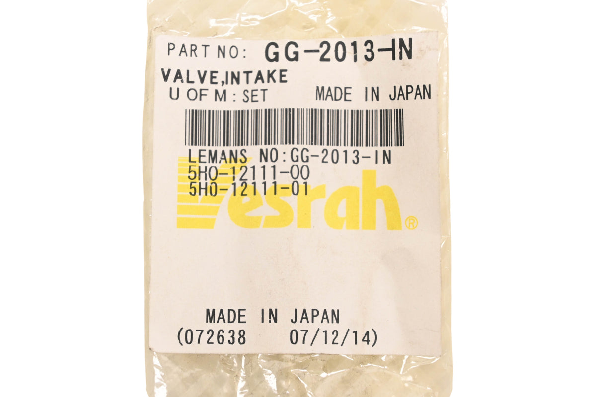Vesrah GG-2013-IN, 5H0-12111-00-00 Yamaha Intake Valve NOS
