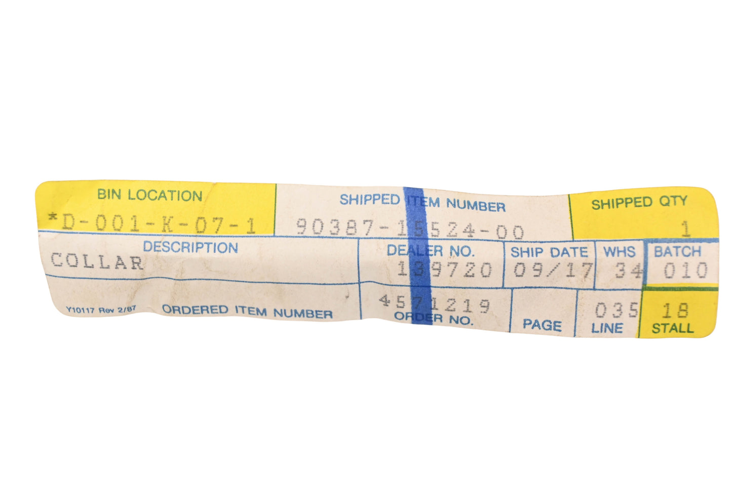 New OEM Yamaha 90387-15524-00 Collar NOS