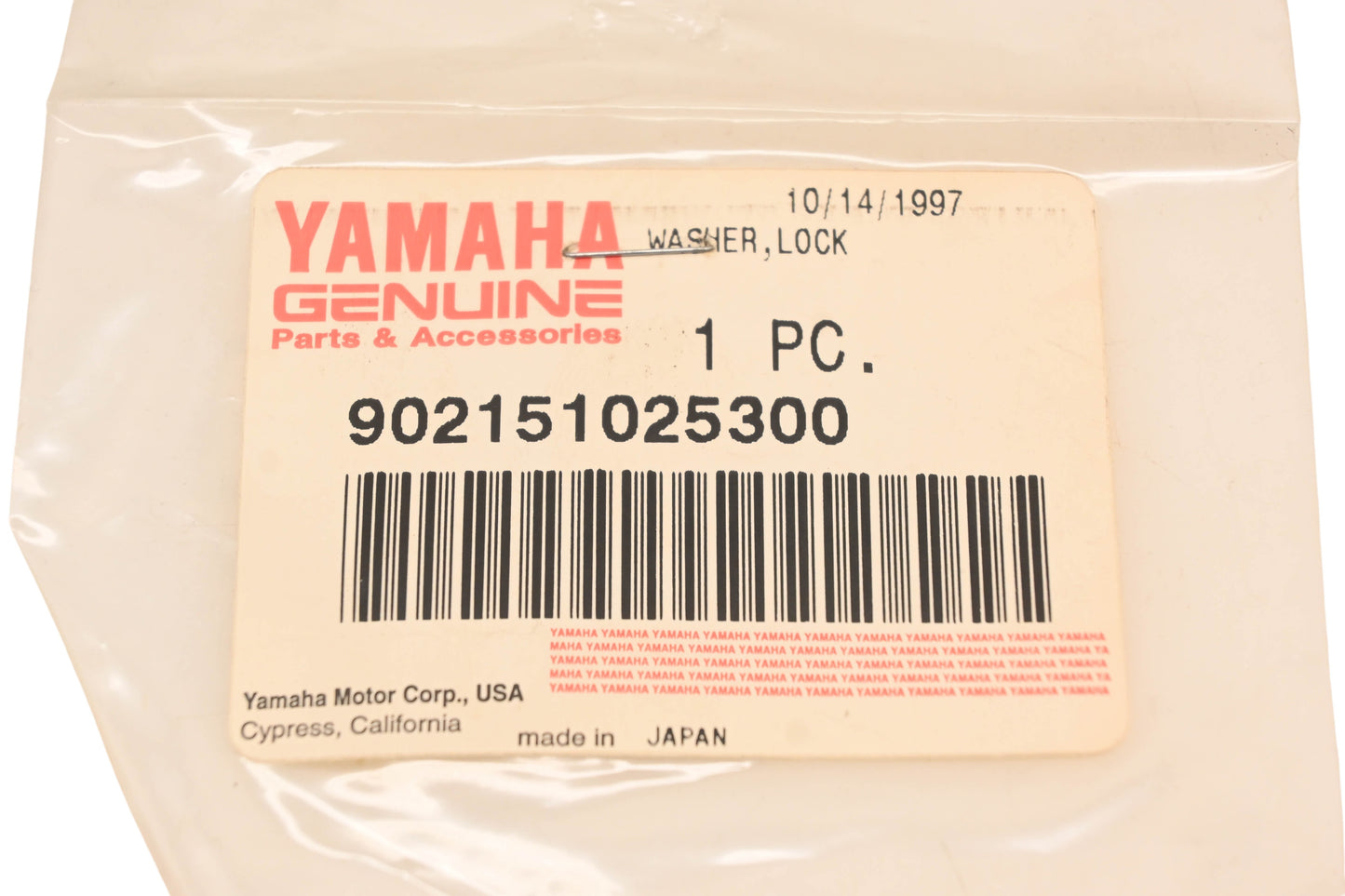 New OEM Yamaha 90215-10253-00, 9021051025300 Lock Washer NOS
