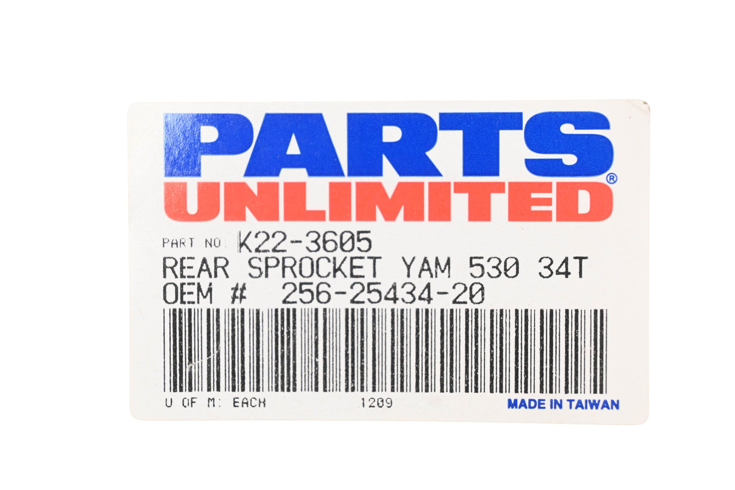 Parts Unlimited K22-3605, 256-25434-20-00, 256-25434-20 34T Rear Sprocket NOS