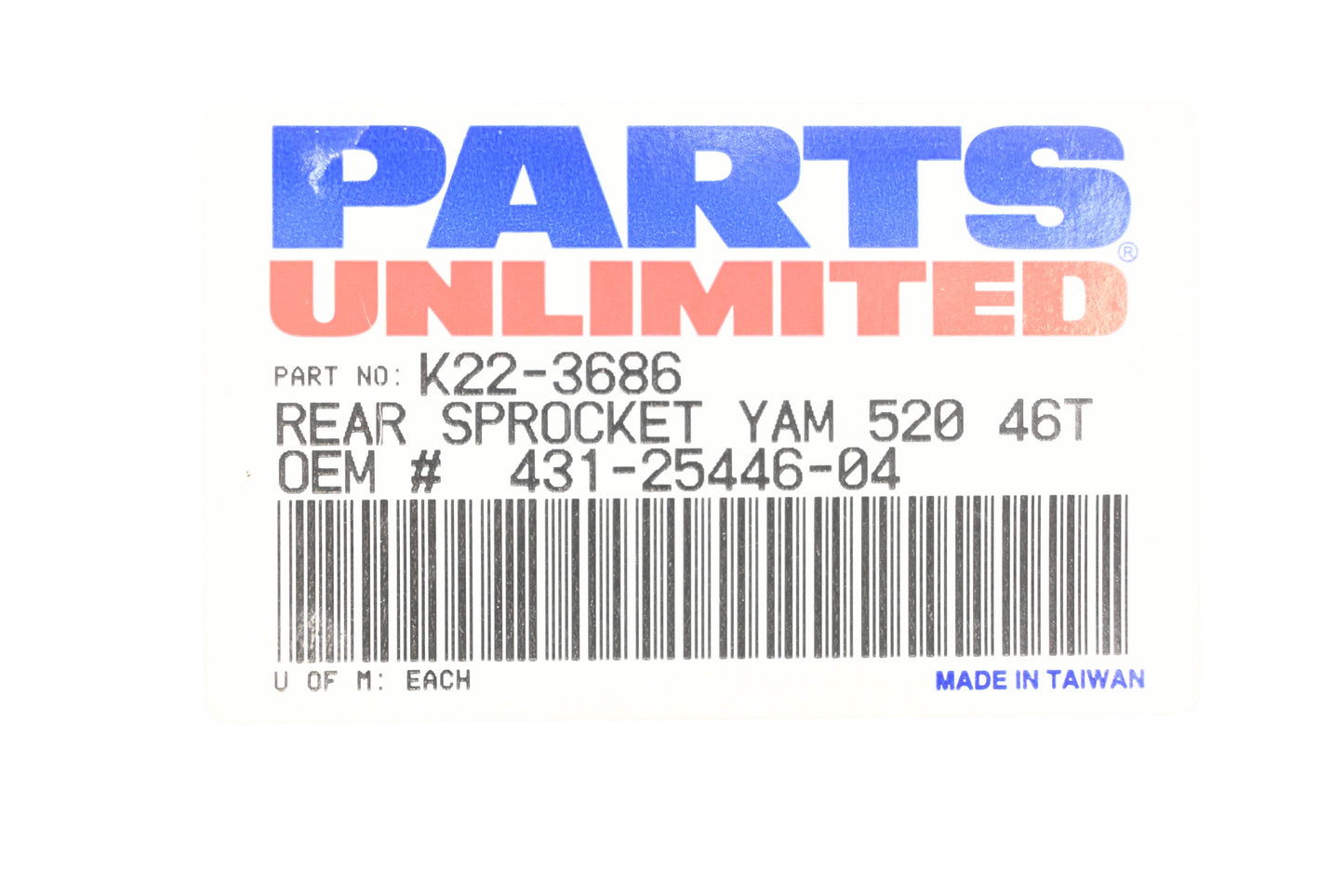 Parts Unlimited K22-3686, 431-25446-04-00, 431-25446-04 46T Rear Sprocket NOS