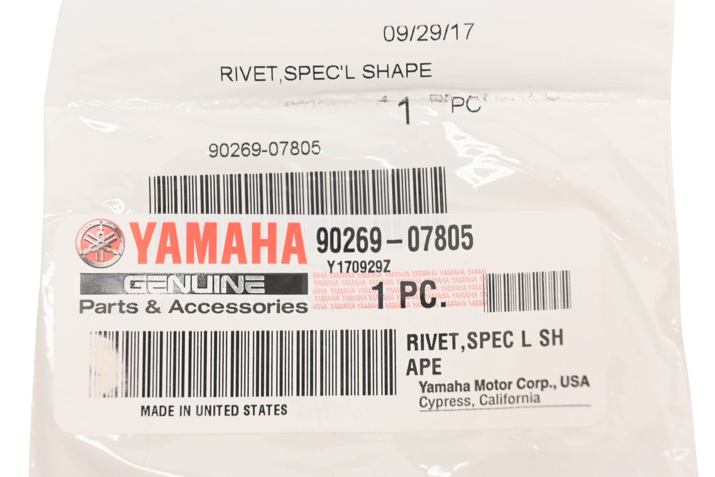New OEM Yamaha 90269-07805-00 Special Shaped Rivet NOS