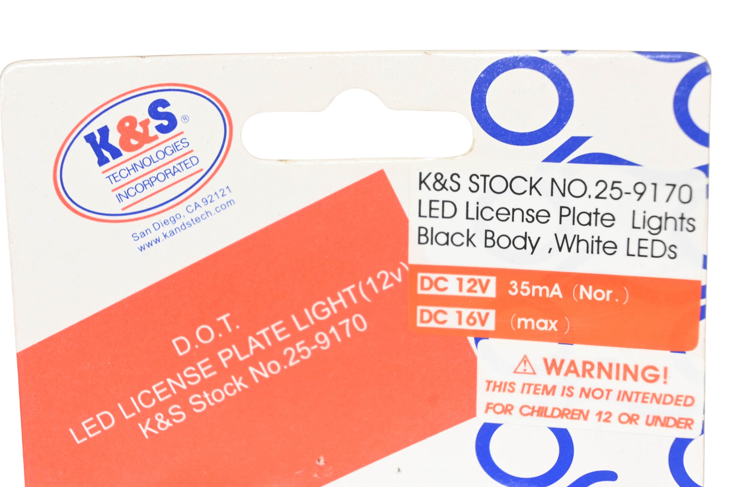 K&S 25-9170, 225-9170 LED License Plate Light Kit NOS