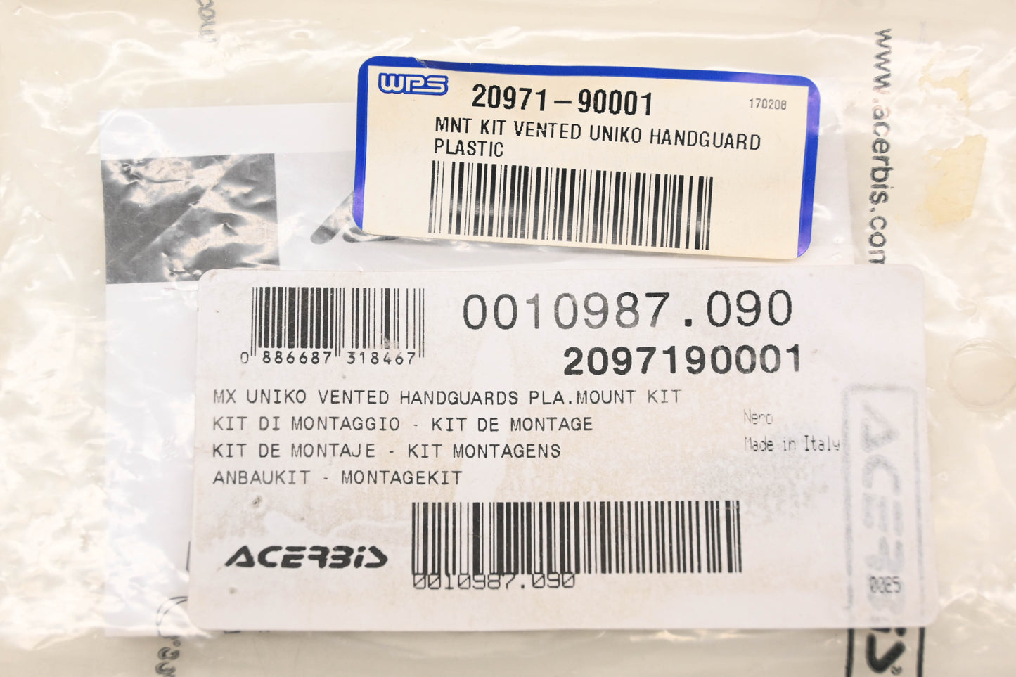 Acerbis 0010987.09, 2097190001, 20971-90001 Plastic Vented Uniko Handguard Mount Kit NOS