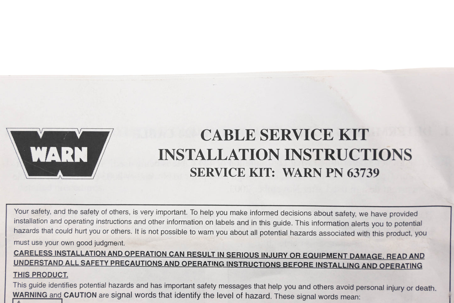 Warn 63739 ATV Service Cable Kit NOS
