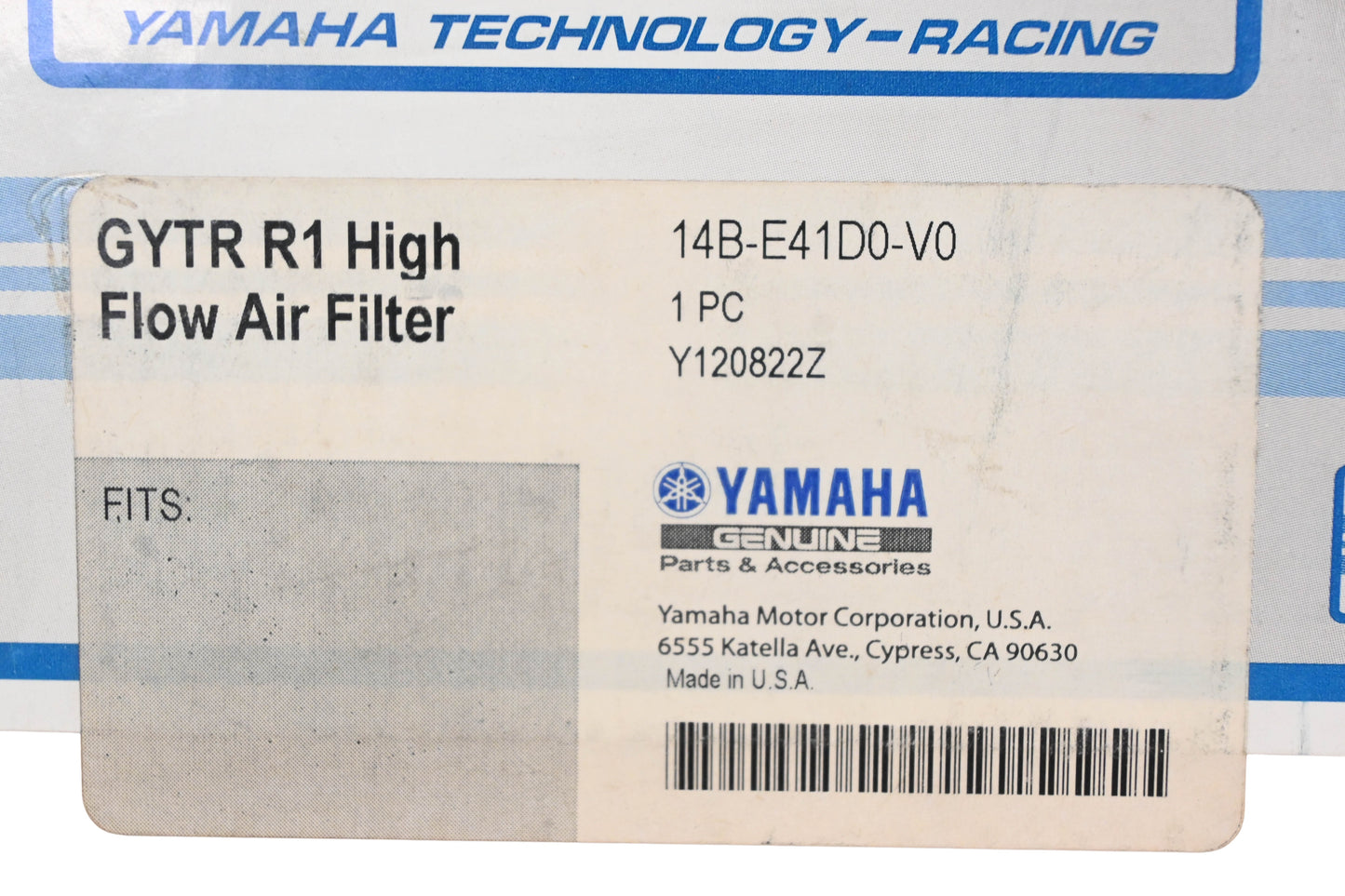 New OEM Yamaha 14B-E41D0-V0-00 GTY-R1 High Flow Air Filter NOS