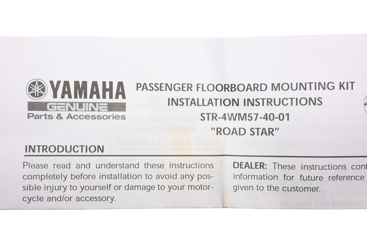 New OEM Yamaha STR-4WM57-40-01 Passenger Floorboard Mounting Kit NOS