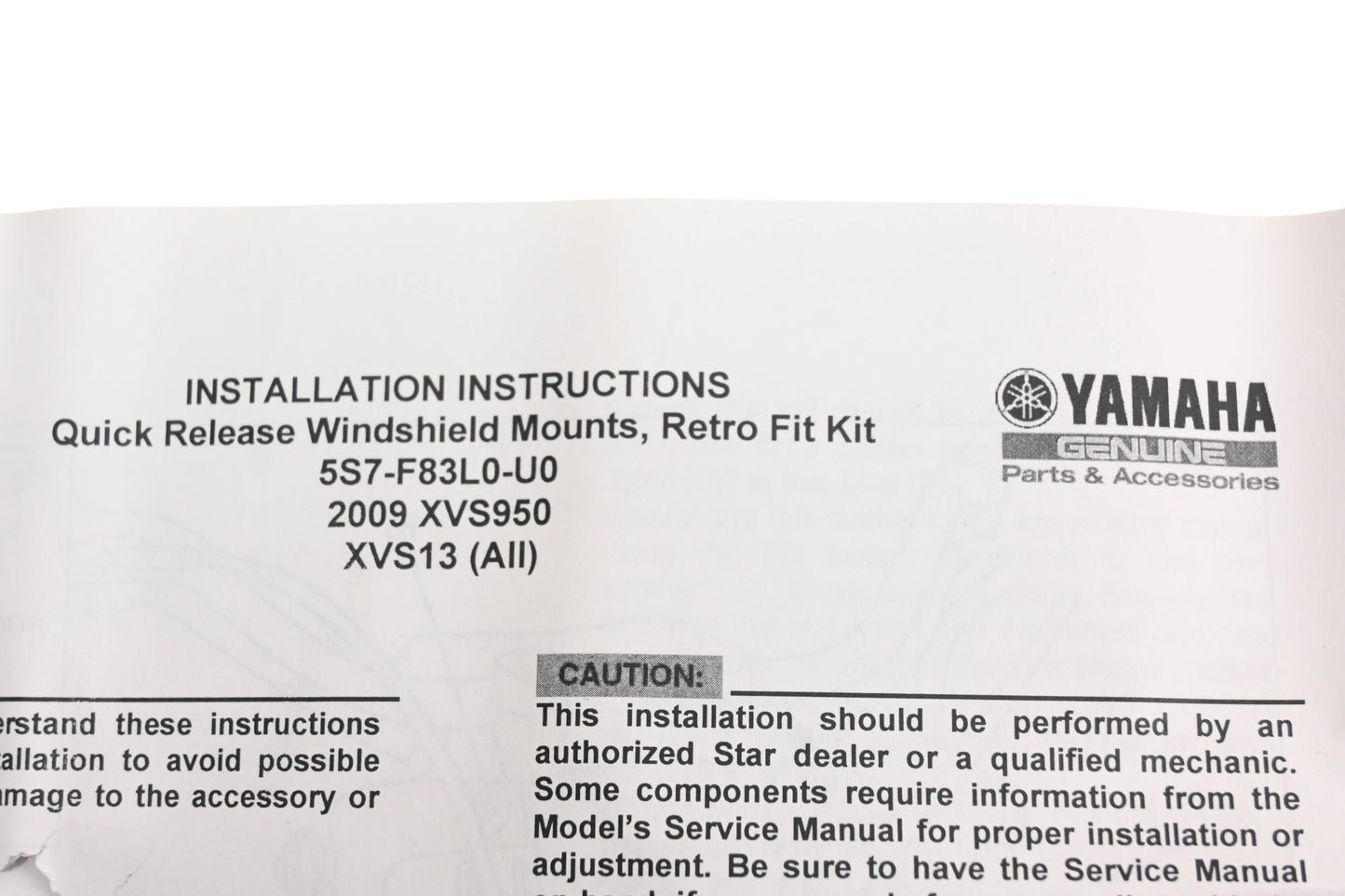 New OEM Yamaha 5S7-F83L0-U0-00 Quick Release Windshield Mount Fit Kit NOS