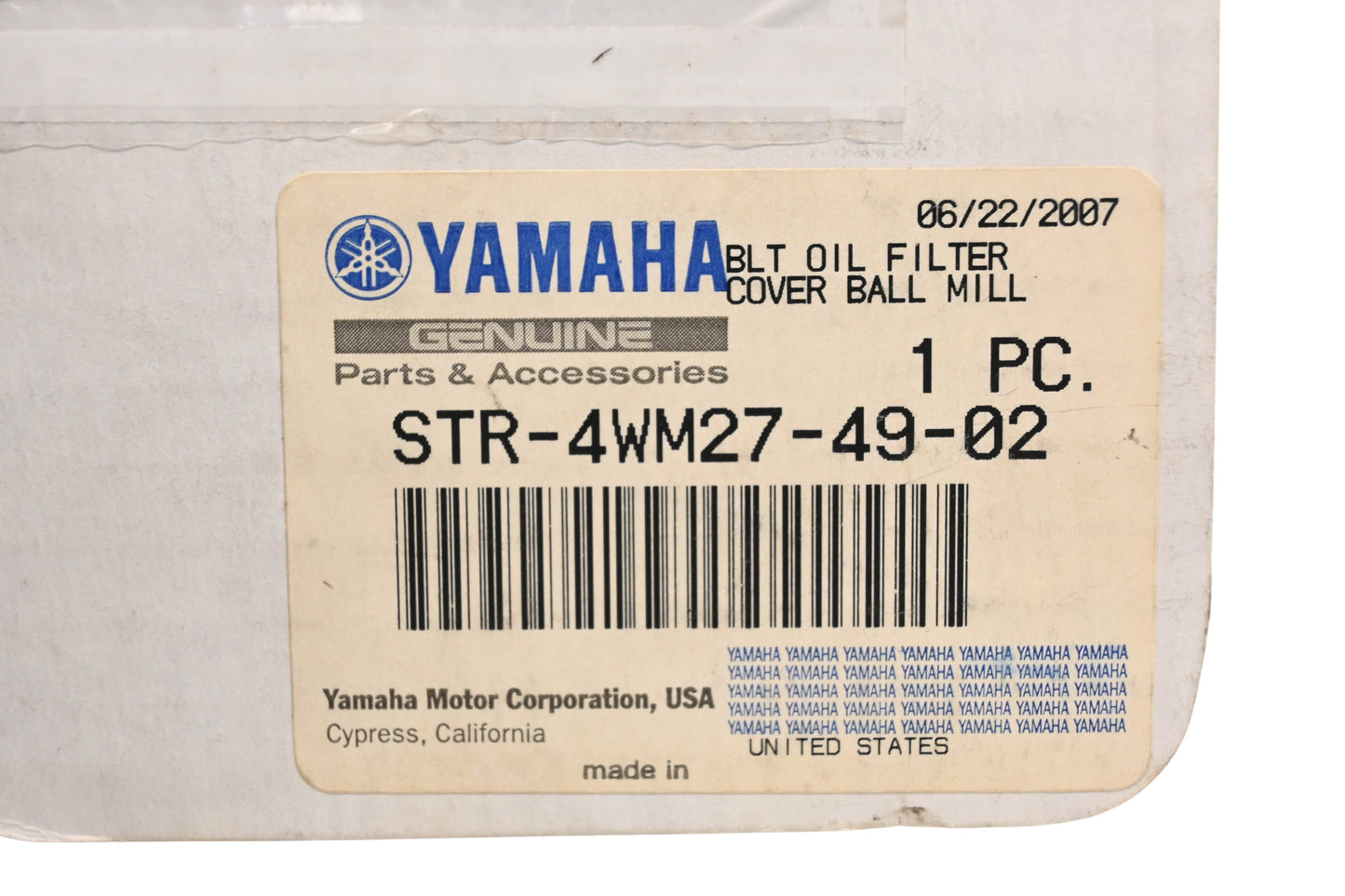 New OEM Yamaha STR-4WM27-49-02 Billet Oil Filter Cover NOS