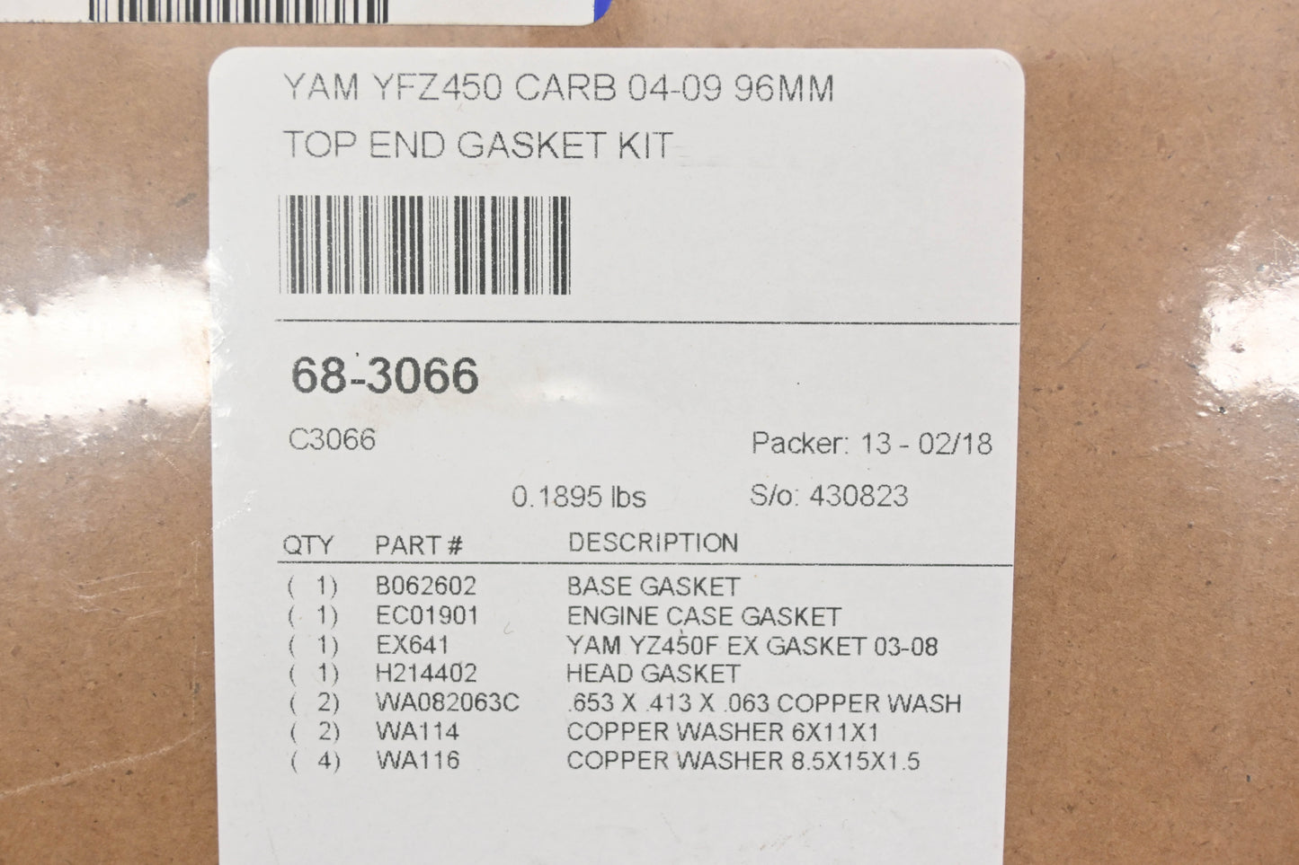 Cometic 68-3066, C3066 Top End Gasket & Seal Kit NOS