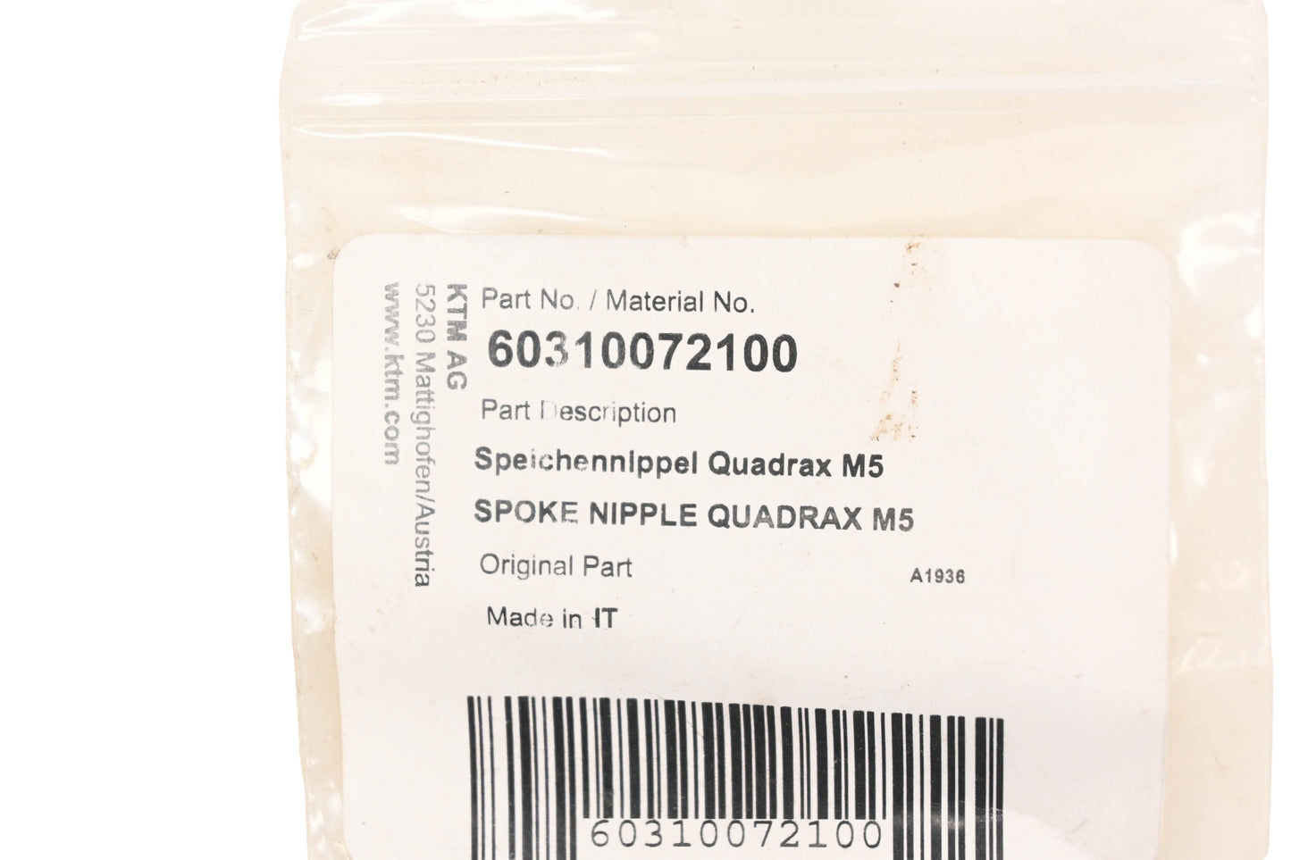 New OEM KTM 60310072100 Spoke Nipples Qty 2 NOS