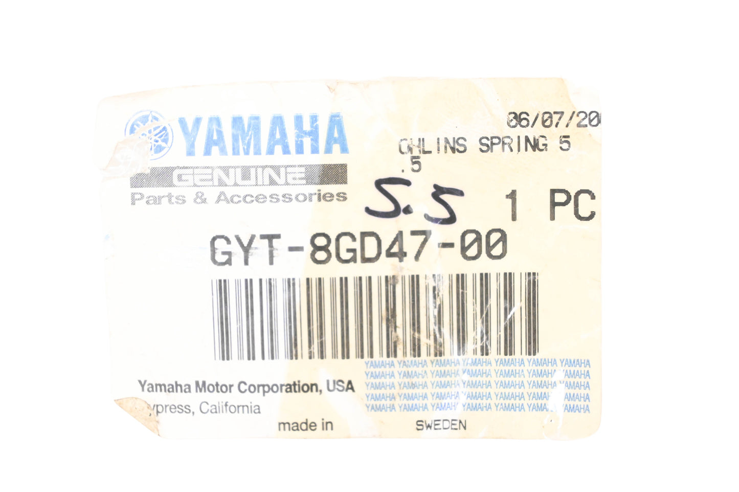 New OEM Yamaha GYT-8GD47-00-00 Yellow Suspension Spring NOS