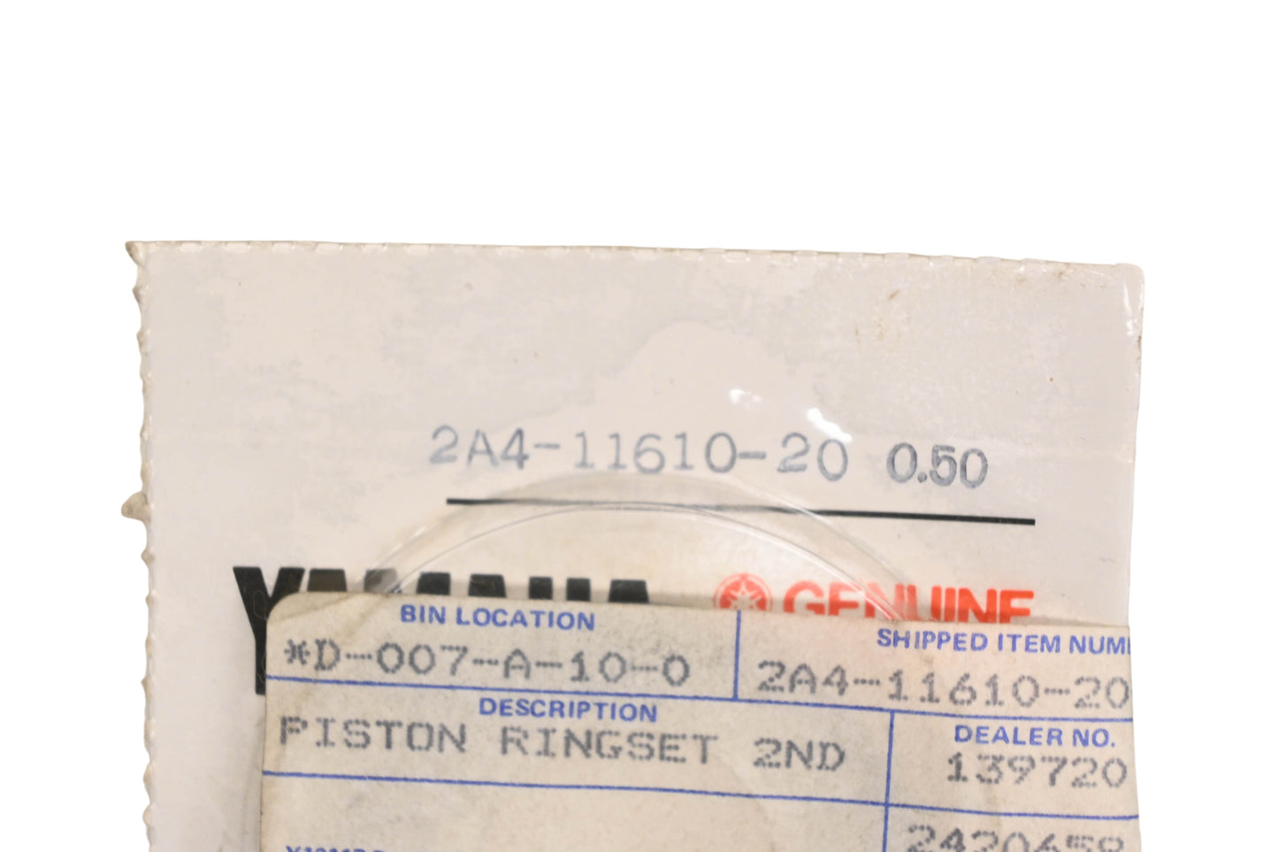 New OEM Yamaha 2A4-11610-20-00 Piston Ring Kit NOS