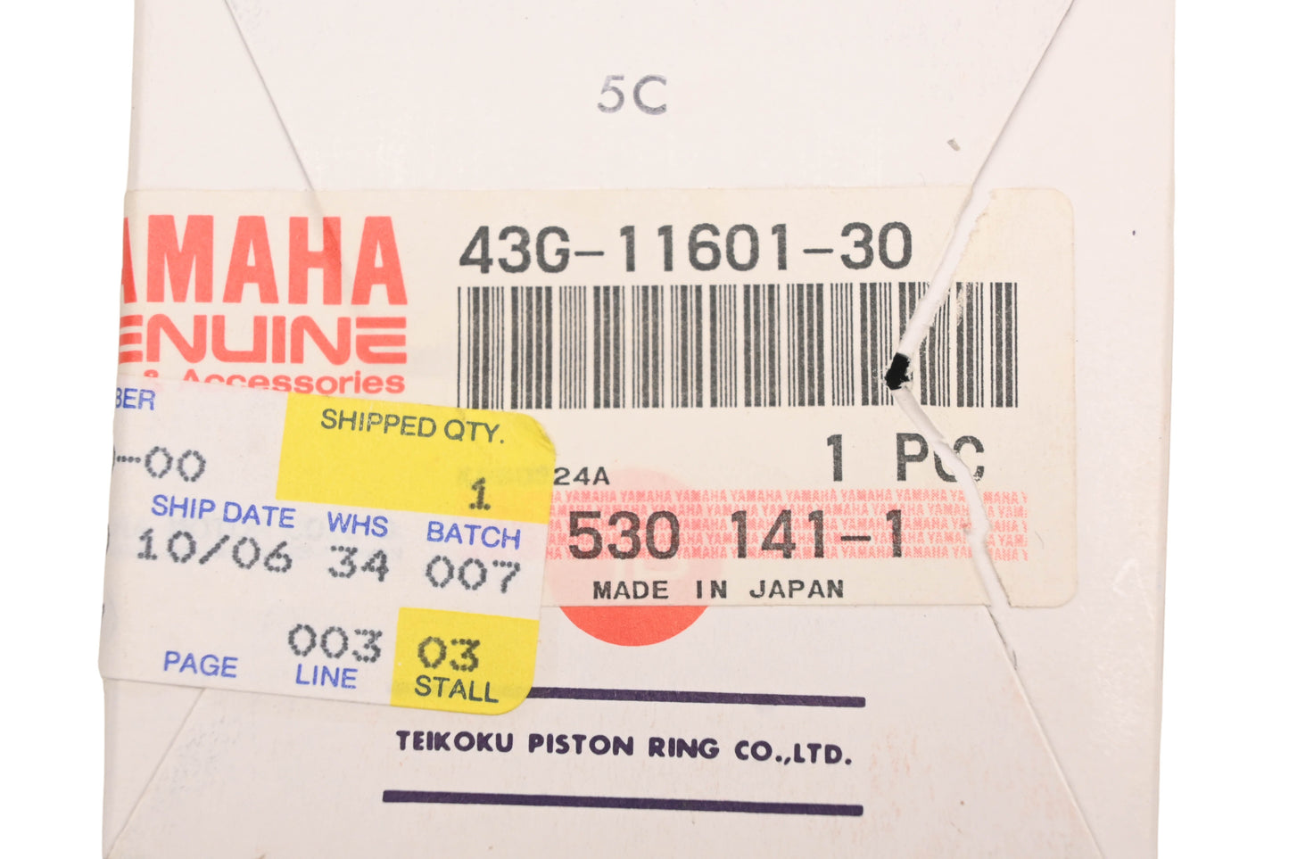 New OEM Yamaha 43G-11601-30-00 Piston Ring Kit NOS