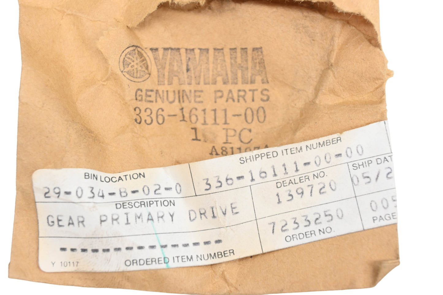 New OEM Yamaha 336-16111-00-00 Primary Drive Gear NOS