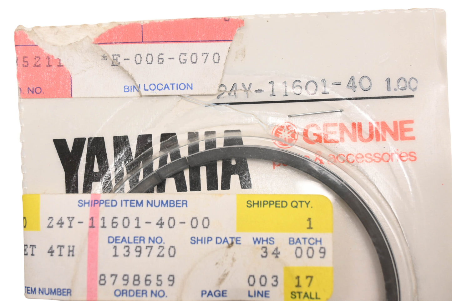 New OEM Yamaha 24Y-11601-40-00 Piston Ring Kit NOS