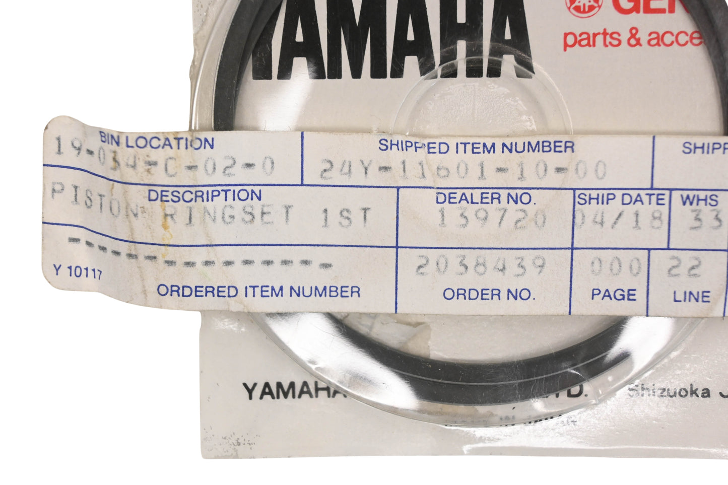 New OEM Yamaha 24Y-11601-10-00 Piston Ring Kit NOS