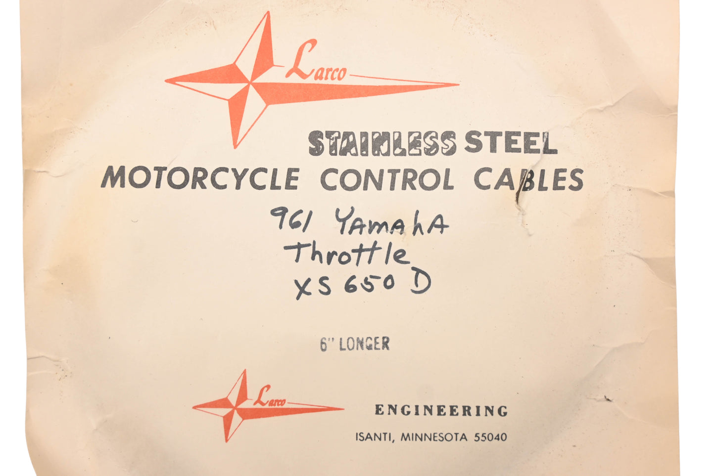 Larco 584-26311-10-00 Yamaha XS650D 961cc Throttle Cable NOS