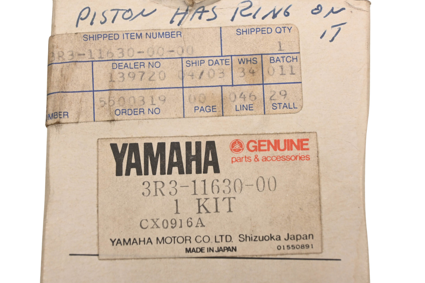 New OEM Yamaha 3R3-11630-00-00 Piston Kit NOS
