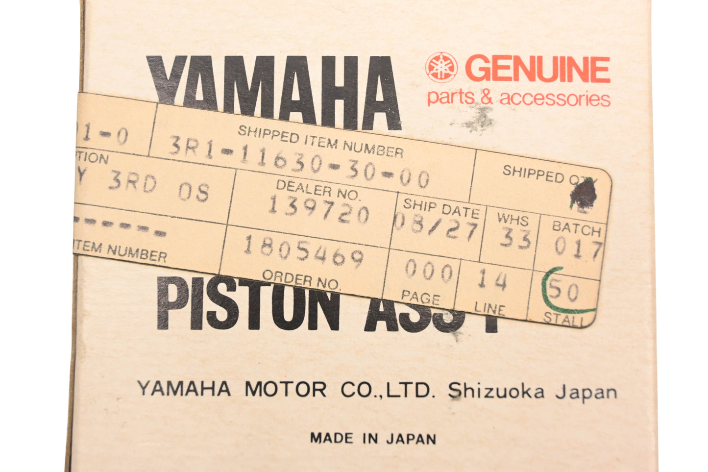 New OEM Yamaha 3R1-11630-30-00 Piston Kit NOS