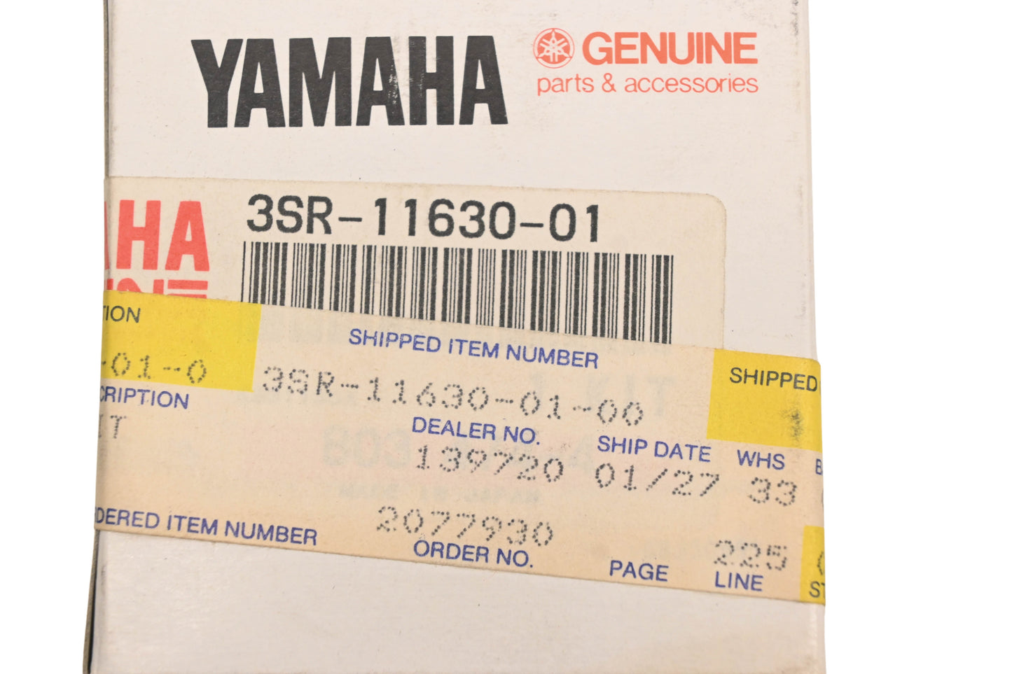 New OEM Yamaha 3SR-11630-01-00 Piston Kit NOS