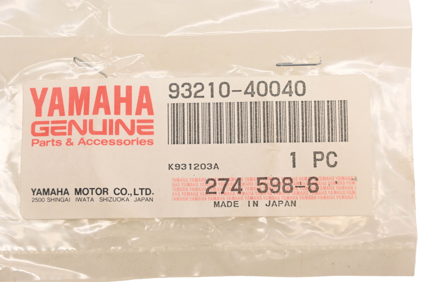 New OEM Yamaha 93210-40040-00 O-Ring NOS