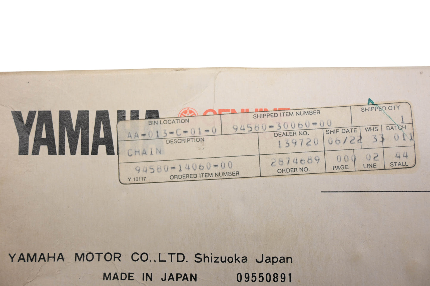 New OEM Yamaha 94580-30060-00 Drive Chain Link Kit NOS
